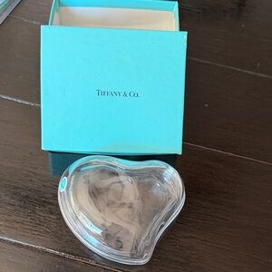 Tiffany & Co. Clear Heart Glass Trinket Dish with Tiffany Blue Box